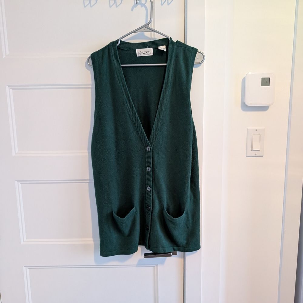 Vintage Green Button-Up Vest Sz S
